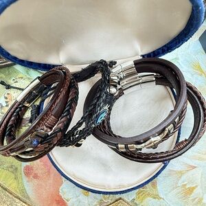 Leather cord bracelet lot